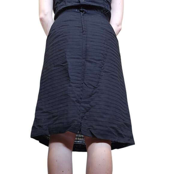 1950s Jerry Gilden Wiggle Dress Black Pleated Sleeveless Sz 4 Thin Linen Cotton? - Picture 7 of 16
